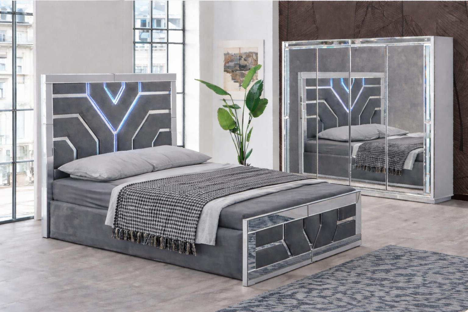 Schlafzimmer-Set 2-tlg. – Bett & Kleiderschrank stilvoll kombiniert