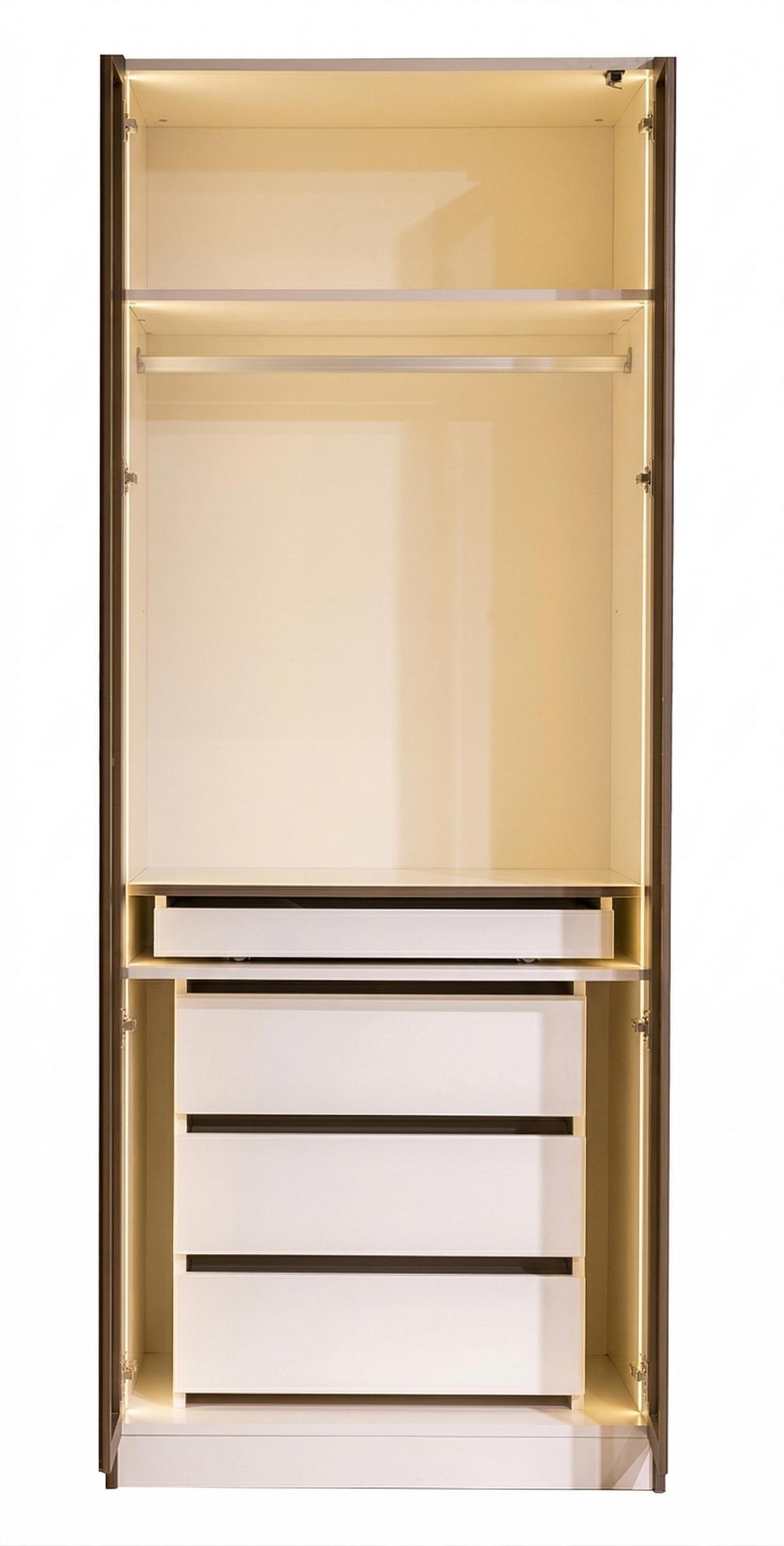 2turiger Kleiderschrank mit Schubladen Beige Moderner Stil Funktional