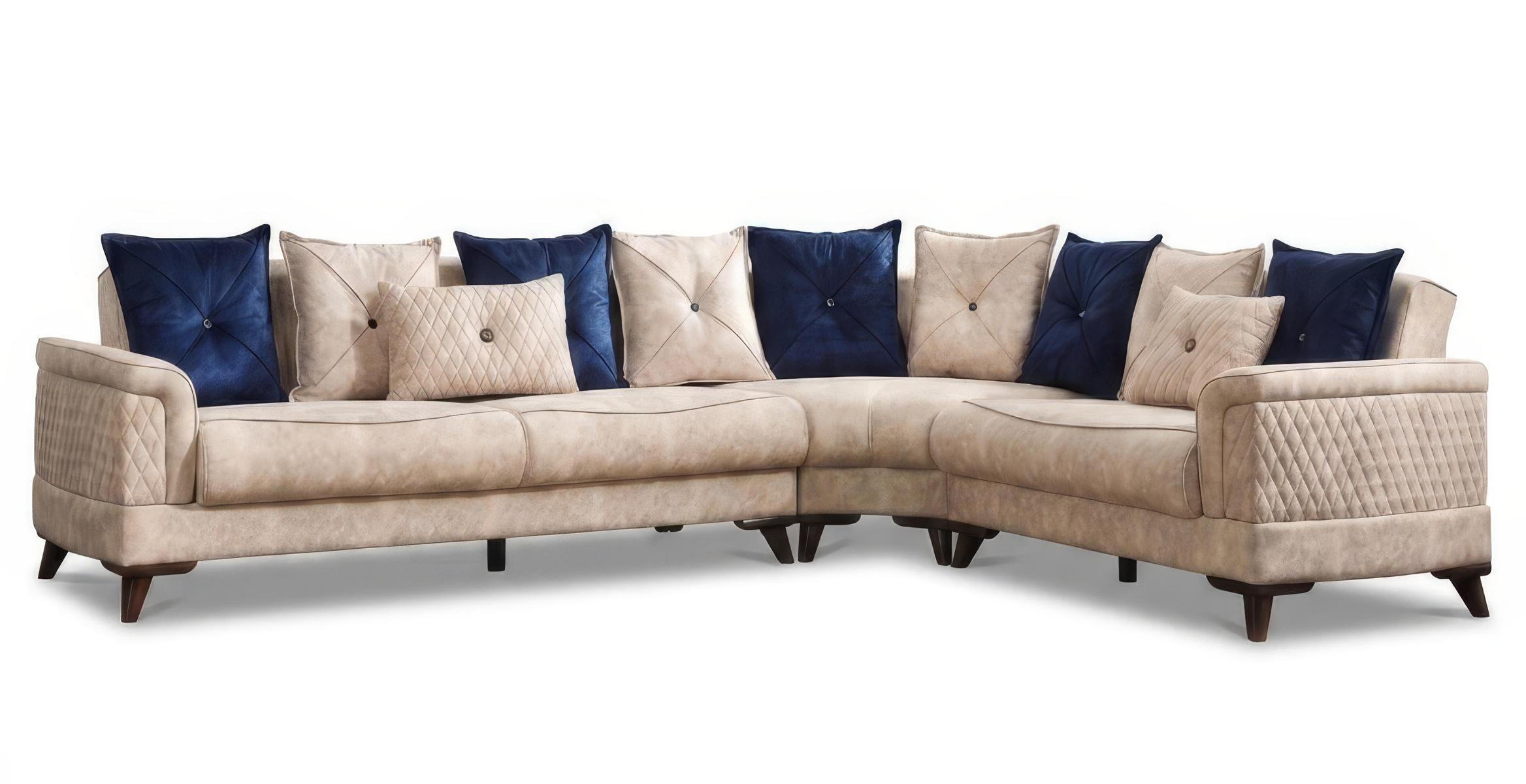Ecksofa Modern Beige Komfortabel Eckcouch LForm Polsterecke Design Neu