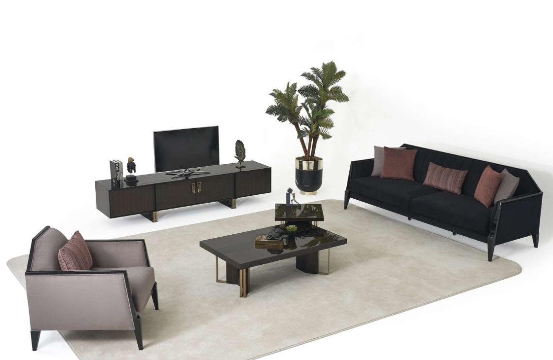 Komplettes Polstermöbel 3+1 Sitzer Wohnzimmer TV Lowboard Set 5tlg