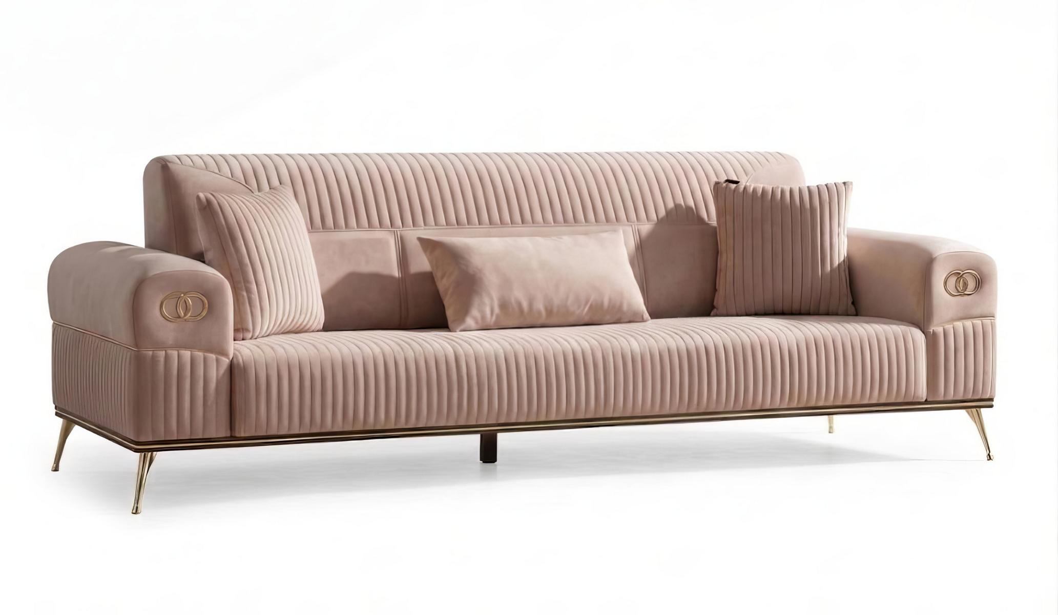 Sofa Modern Rosa Elegant Dreisitzer Viersitzer Design Wohnzimmer Couch