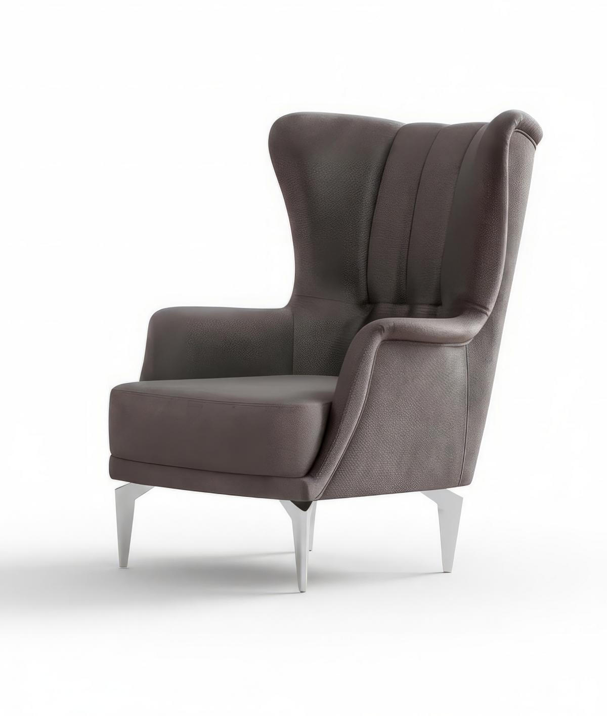 Sessel Modern Grau Elegant Ohrensessel Clubsessel Polstersessel Design