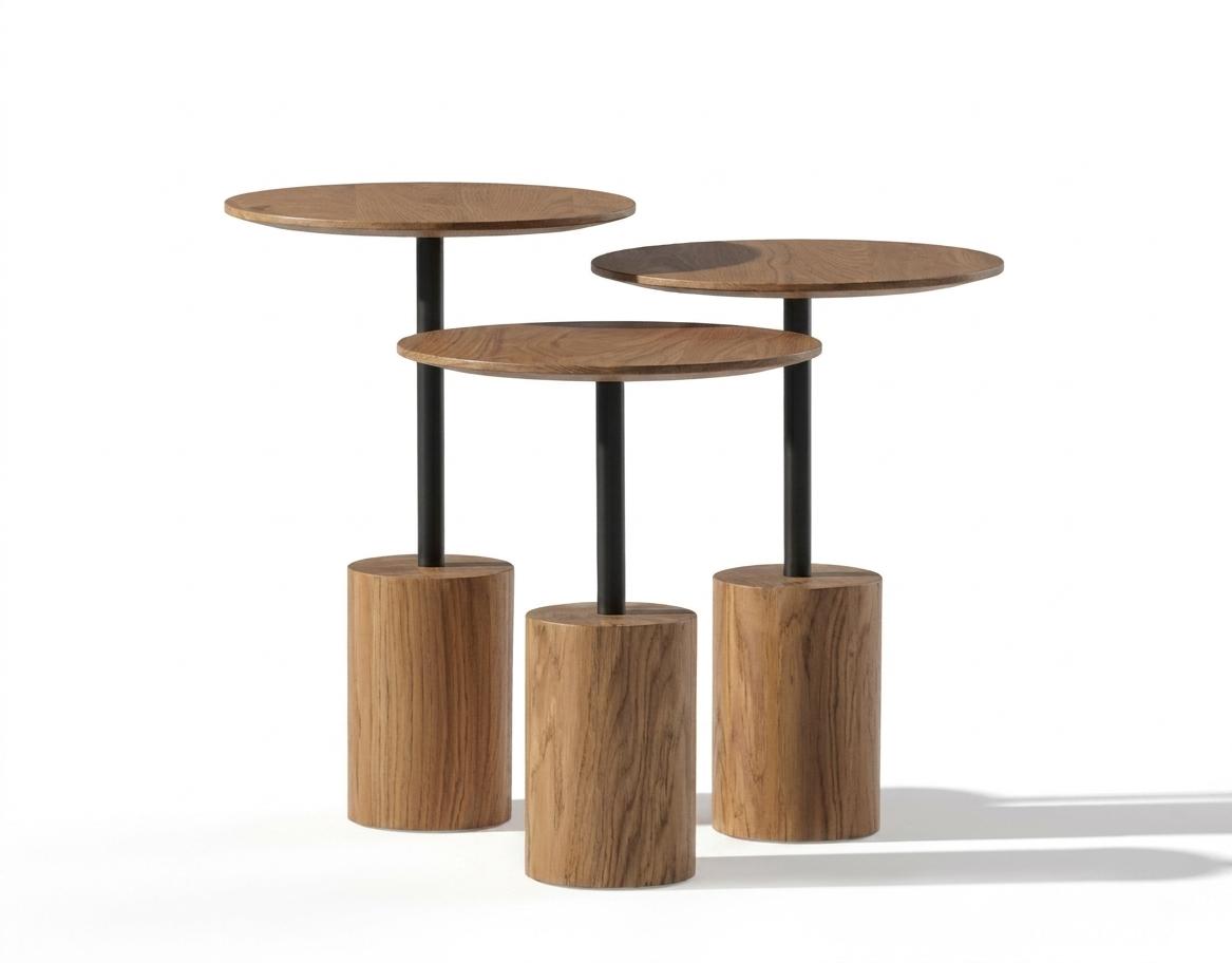 3x Beistelltisch Wohnzimmer Stil modern Farbe braun neu praktisch rund
