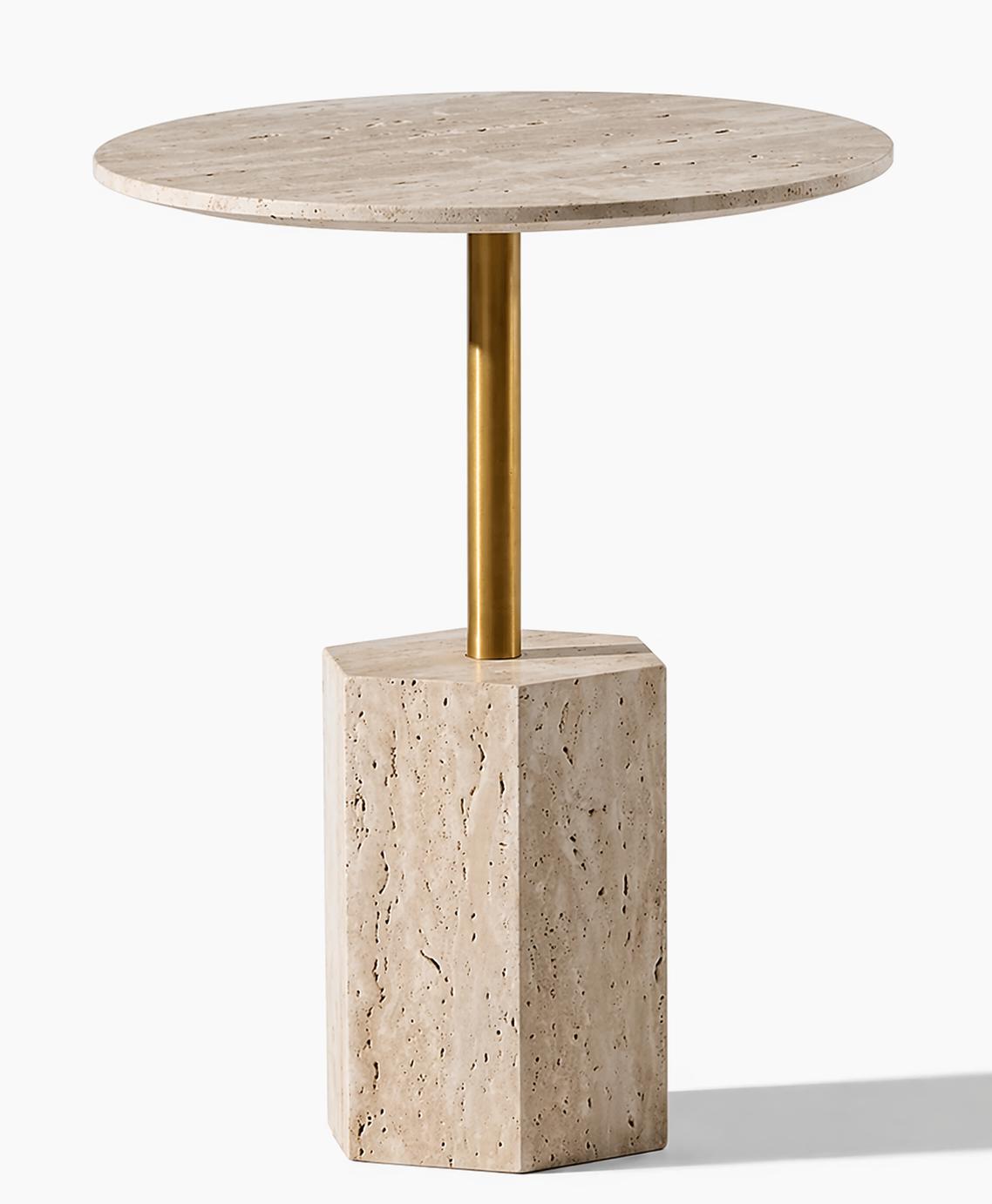 Beistelltisch Stil modern Farbe beige bequem praktisch rund Wohnzimmer