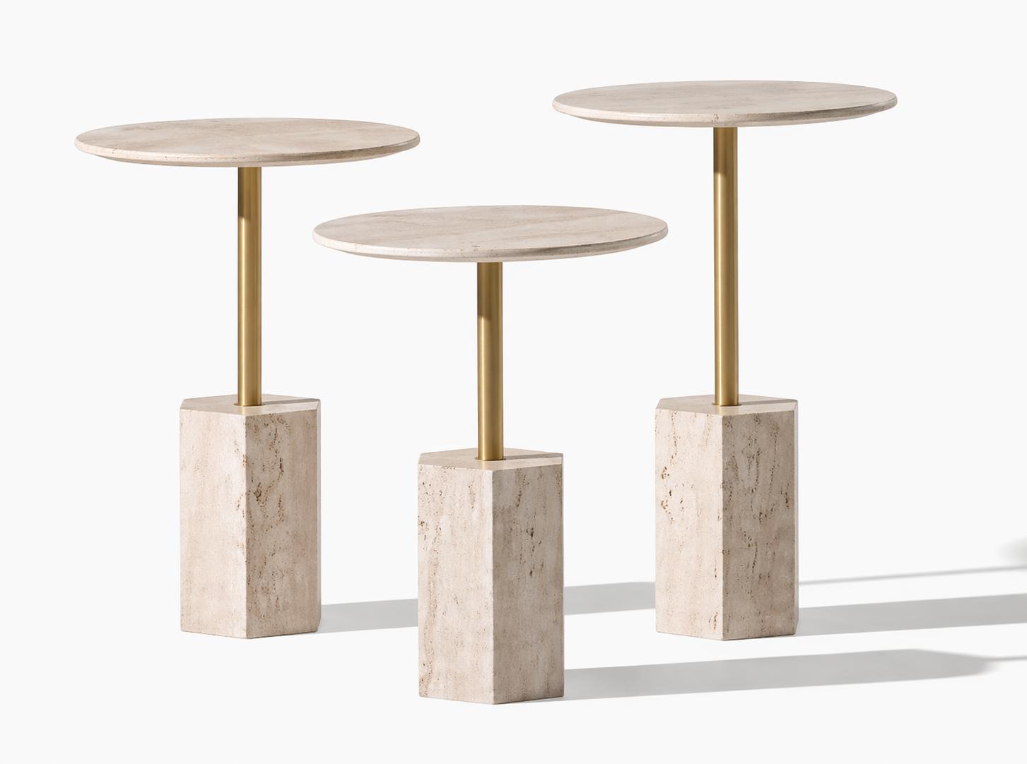 3x Beistelltisch Stil modern Farbe beige bequem praktisch Wohnzimmer rund