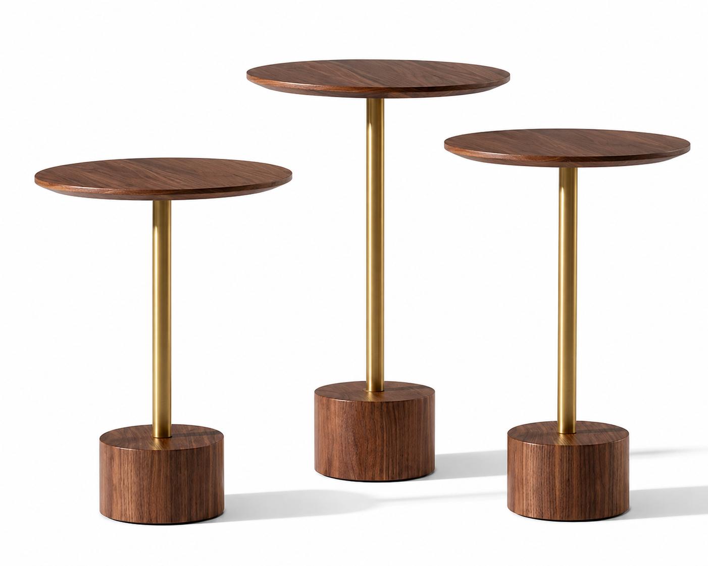 3x Beistelltisch Stil modern Farbe braun bequem praktisch rund neu