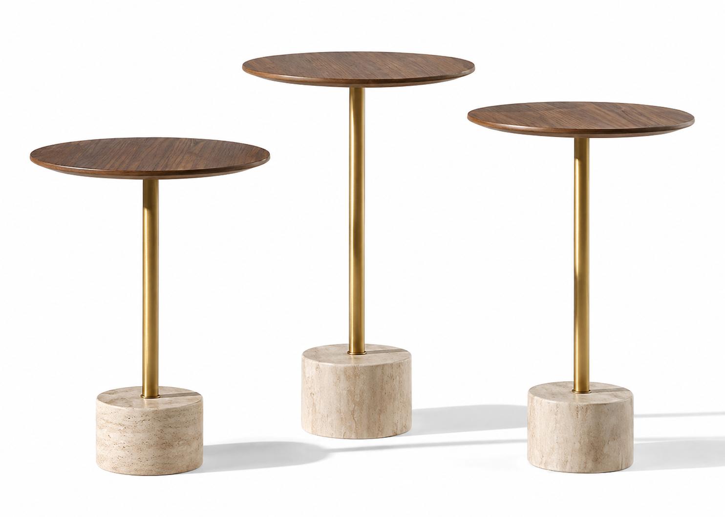 3x Beistelltisch Stil modern Farbe gold neu Wohnzimmer rund bequem