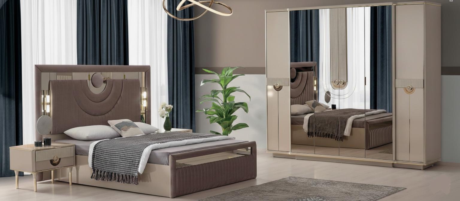 Edle Schlafzimmer Garnitur Doppelbett Schminktisch 2x Nachttische