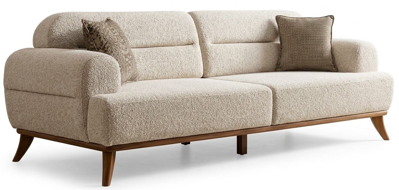3-Sitzer Sofa Moderner Stil Beigе Luxuriöse Bequem Schick Polstergarn