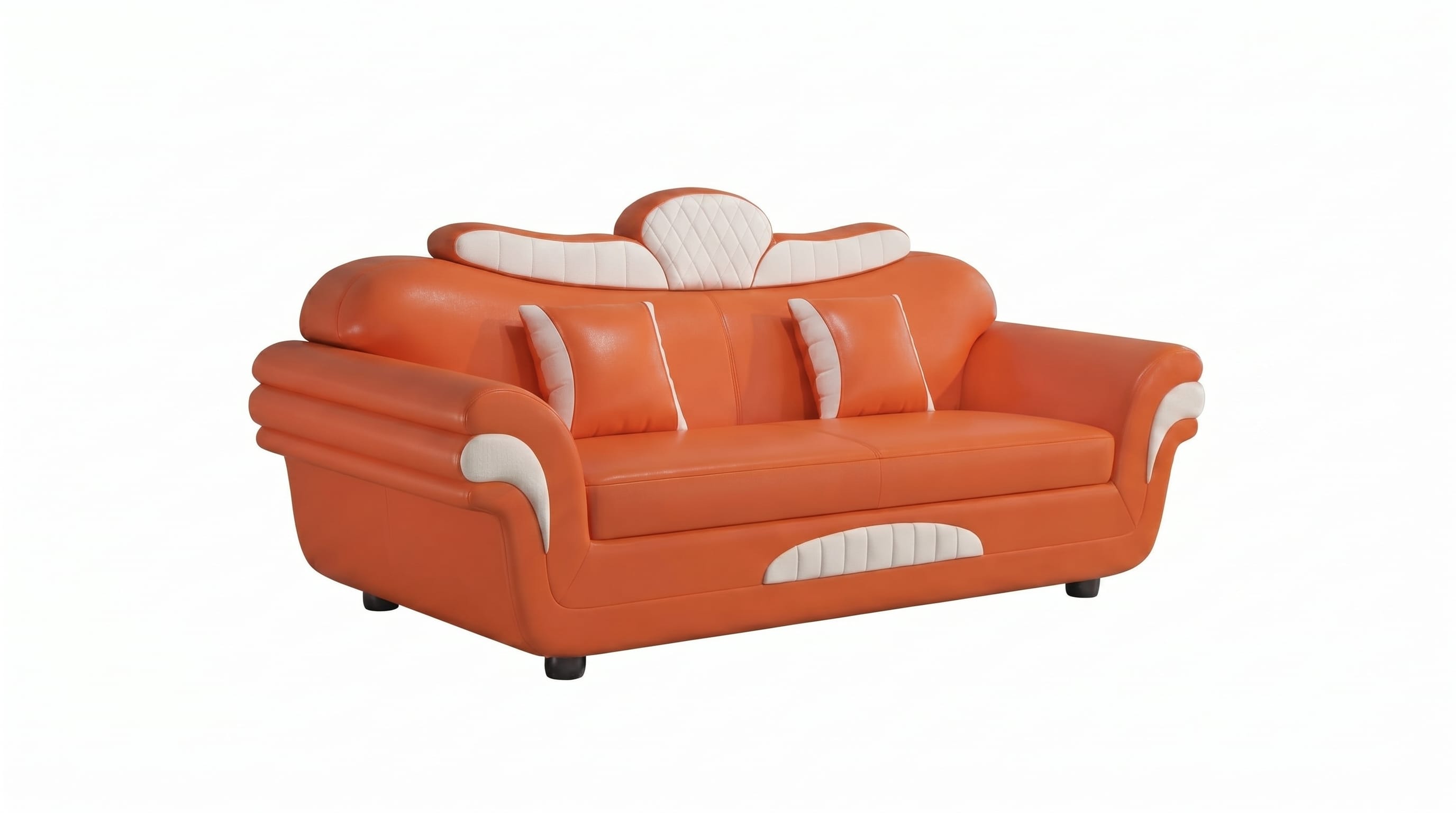 2-Sitzer Sofa Modern Orange Weiß Elegant Couch Polstersofa Wohnzimmer