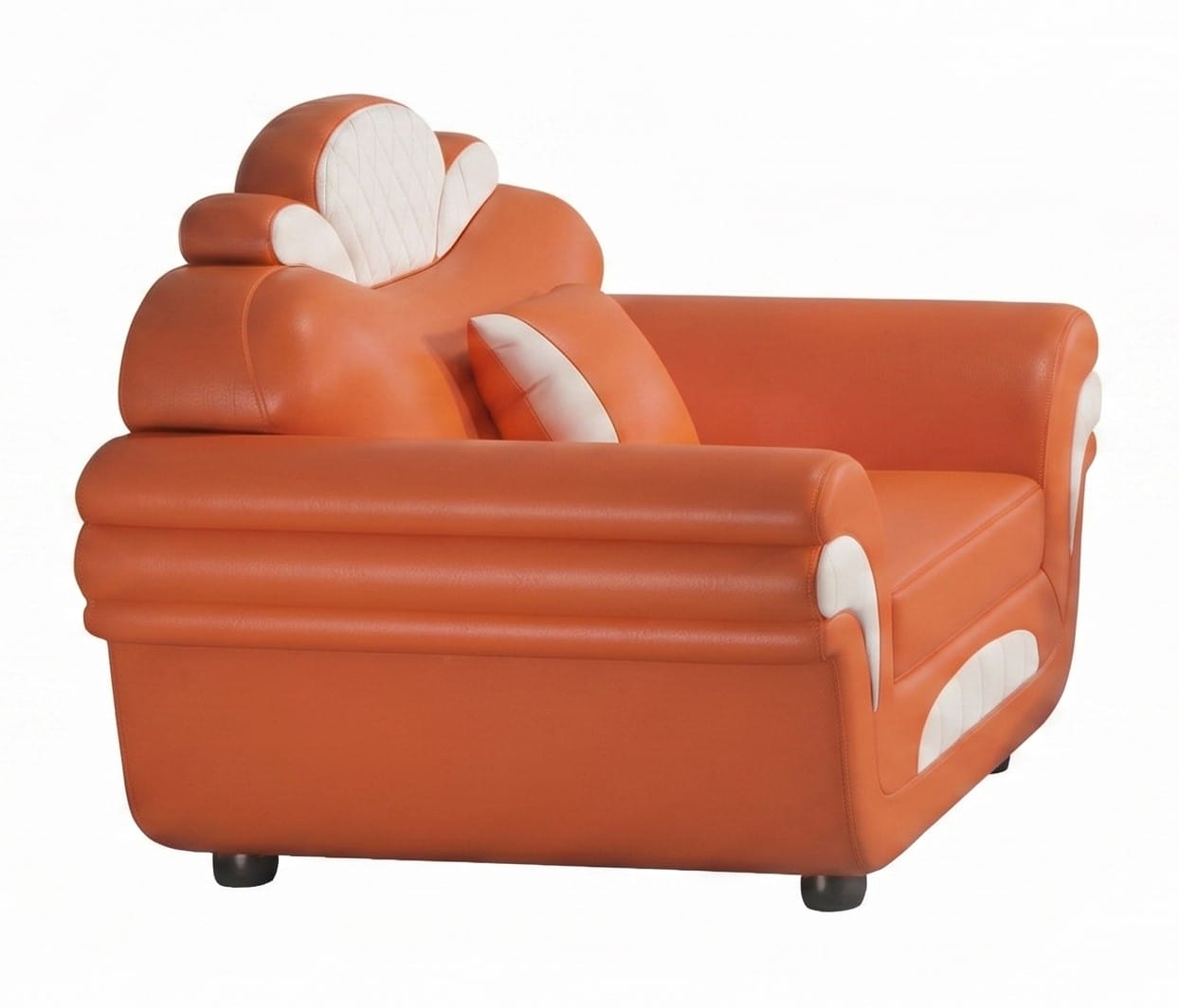 Sessel Modern Orange Weiß Elegant Ohrensessel Polstersessel Wohnzimmer