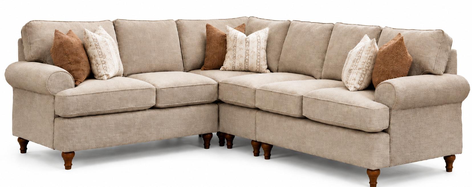 Beiges Ecksofa L-Form großes Sofa Wohnzimmer Modern Elegant Polstermöbel