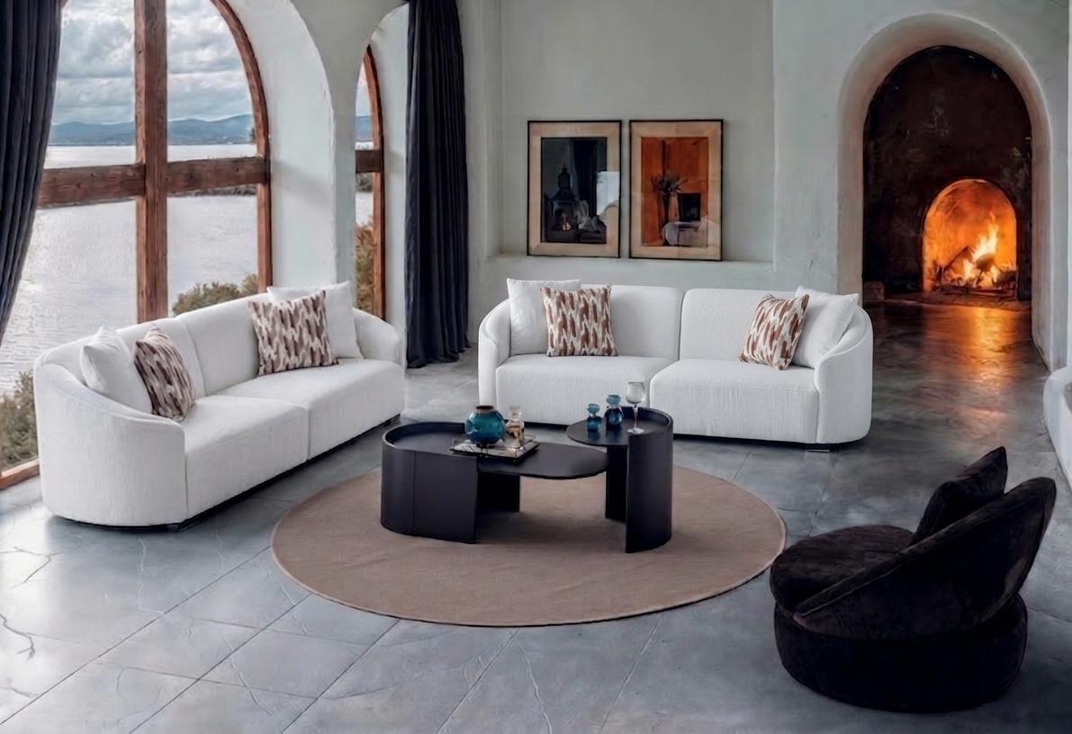 Sofagarnitur Set Modern Weiss Braun Elegant Couch Sessel Moebel