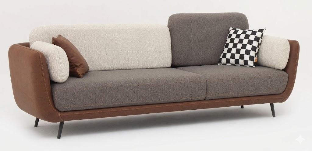3-Sitzer-Sofa bequem weich geräumig moderner Stil Weiß Grau