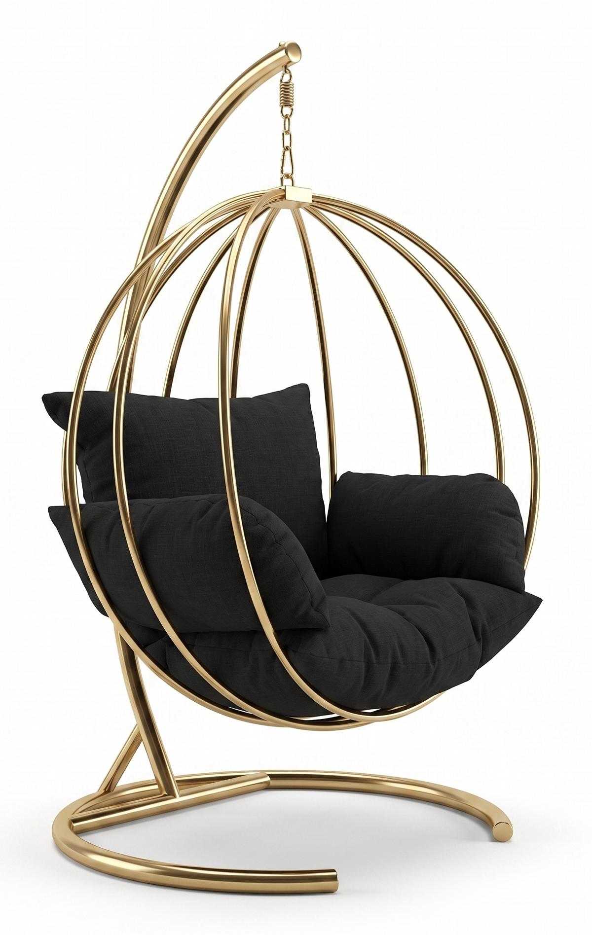 Hängestuhl Metall Goldoptik Hocker Modern Elegant Komfortabel Lounge