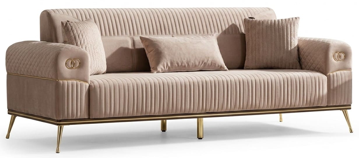 3-Sitzer Sofa Moderner Stil Beigе Komfortabel Bequem Schick Praktisch