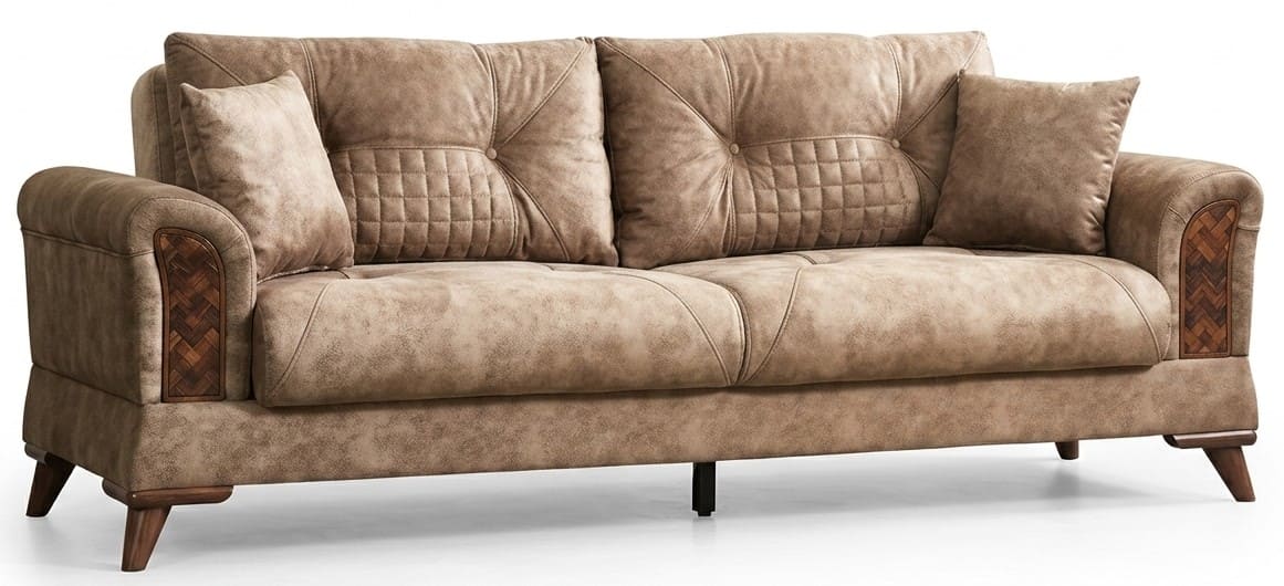 3-Sitzer Sofa Moderner Stil Beigе Elegant Erdig Bequem Gemütlich Weich