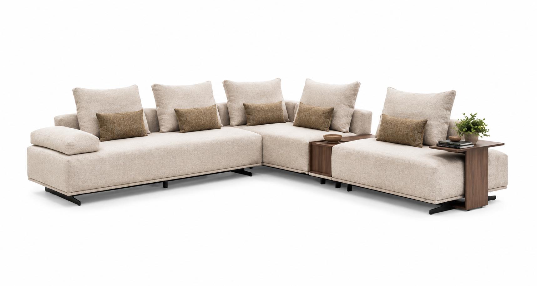 Wohnzimmer Ecksofa im italienischen Design in Beige Polstersofa