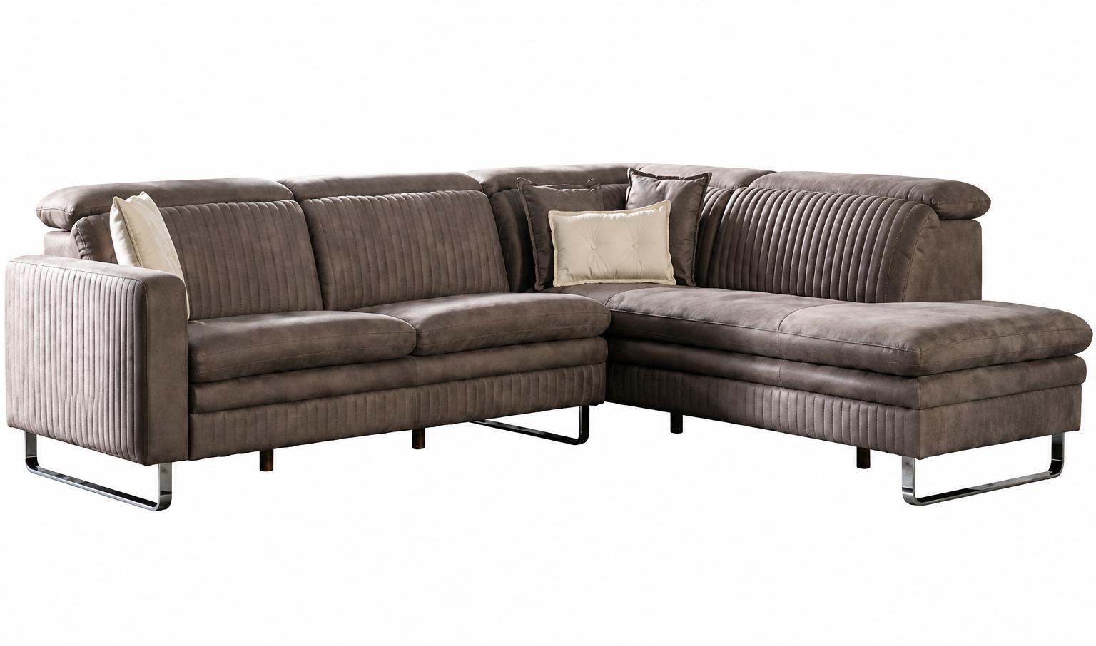 Modernes  Ecksofa L-form Grau mit luxuriösem Komfort Eleganter Polstermöbel