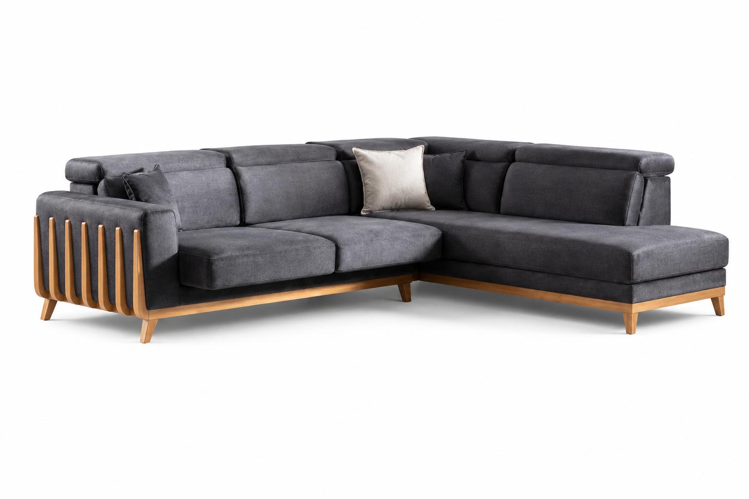 Elegantes Ecksofa in Grau Wohnzimmer Italienischer Polster Sofa L Form