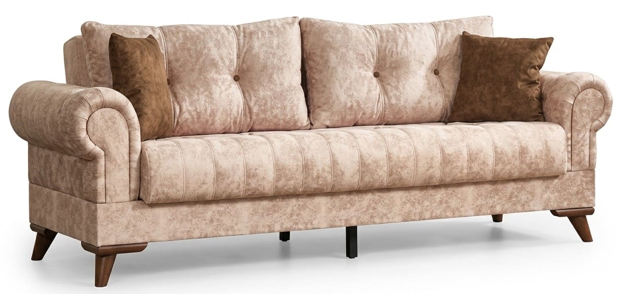 3-Sitzer Sofa Moderner Stil Beigе Luxuriöse  Hochwertig Bequem Schick