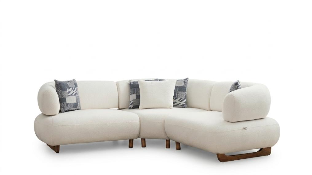 Modulares Ecksofa L-Form Beige Weiß Wohnlandschaft Couch Modern