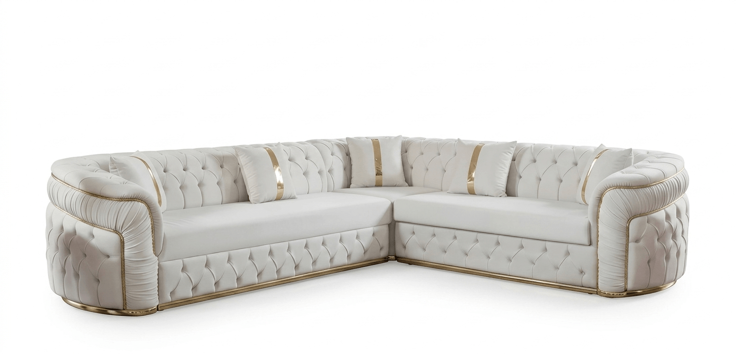 Stilvolles Chesterfield Ecksofa L-Form als Highlight im Wohnzimmer