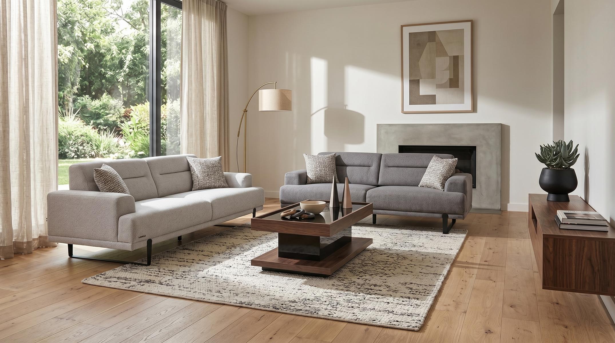 Edles Wohnzimmer-Set mit 2x 3-Sitzer und stilvoller Ausstrahlung