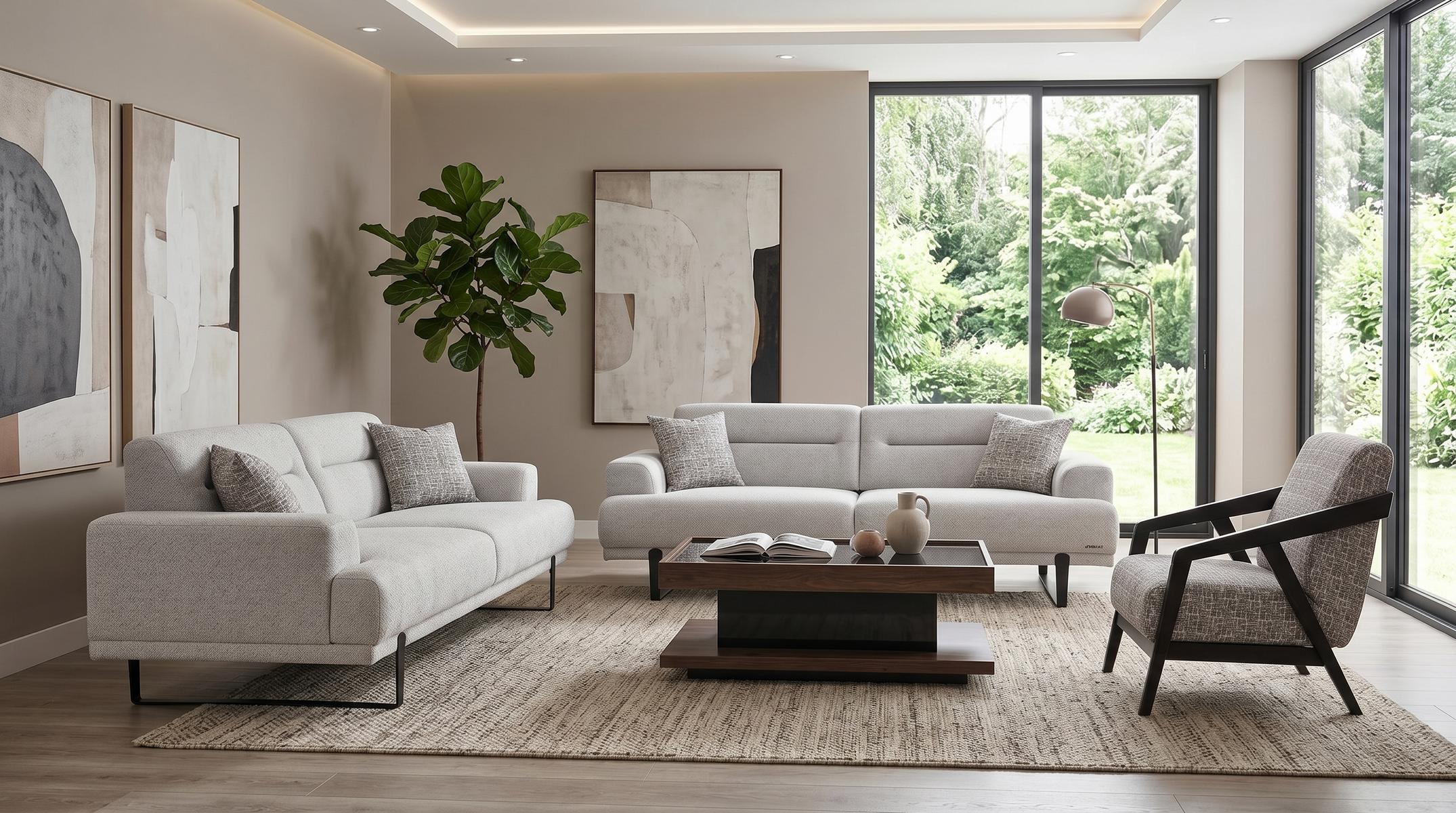 Komfortables Wohnzimmer-Set mit 3+3+1-Sitzer für moderne Wohnräume