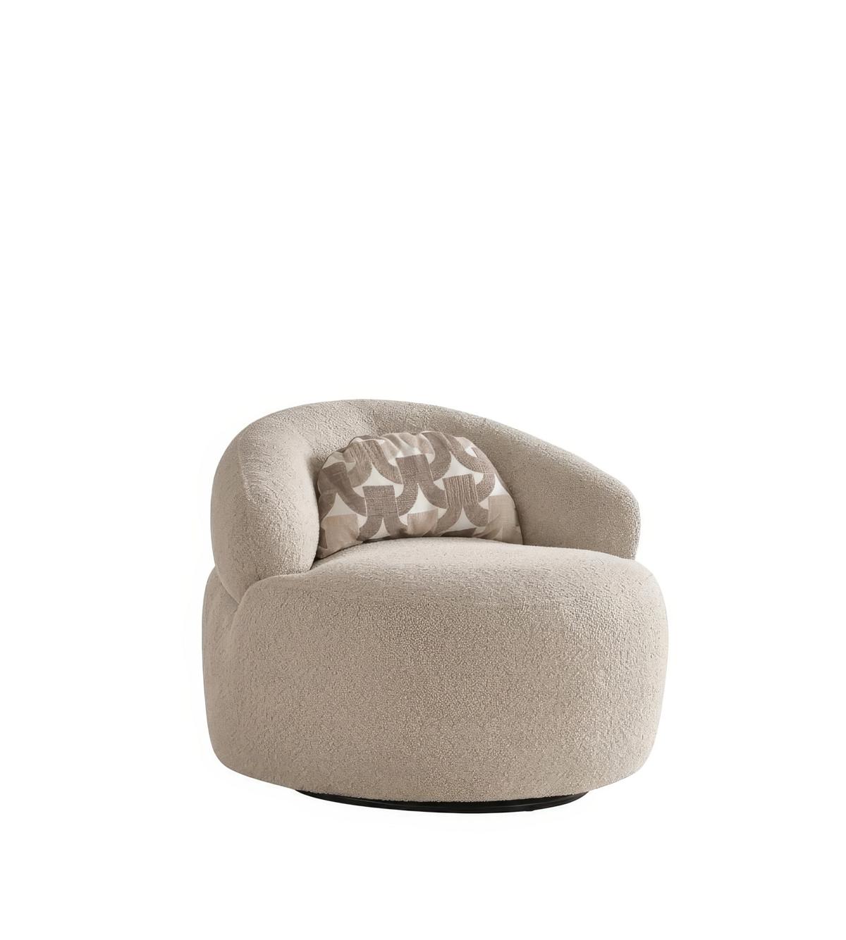 Sessel Modern Beige Rund Elegant Polstersessel Cocktailsessel Lounge
