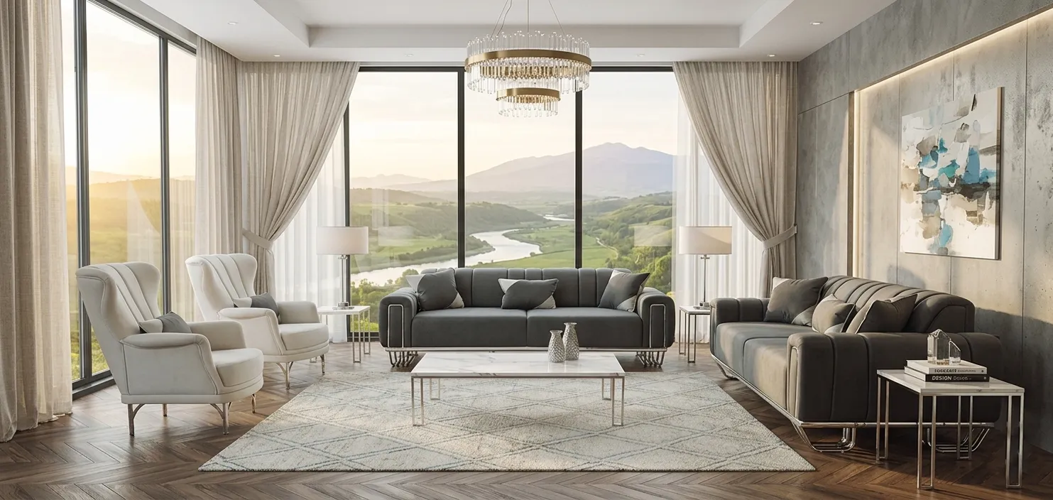Elegante Polster Sitzgruppe Moderne Couchen Loungesessel 4tlg