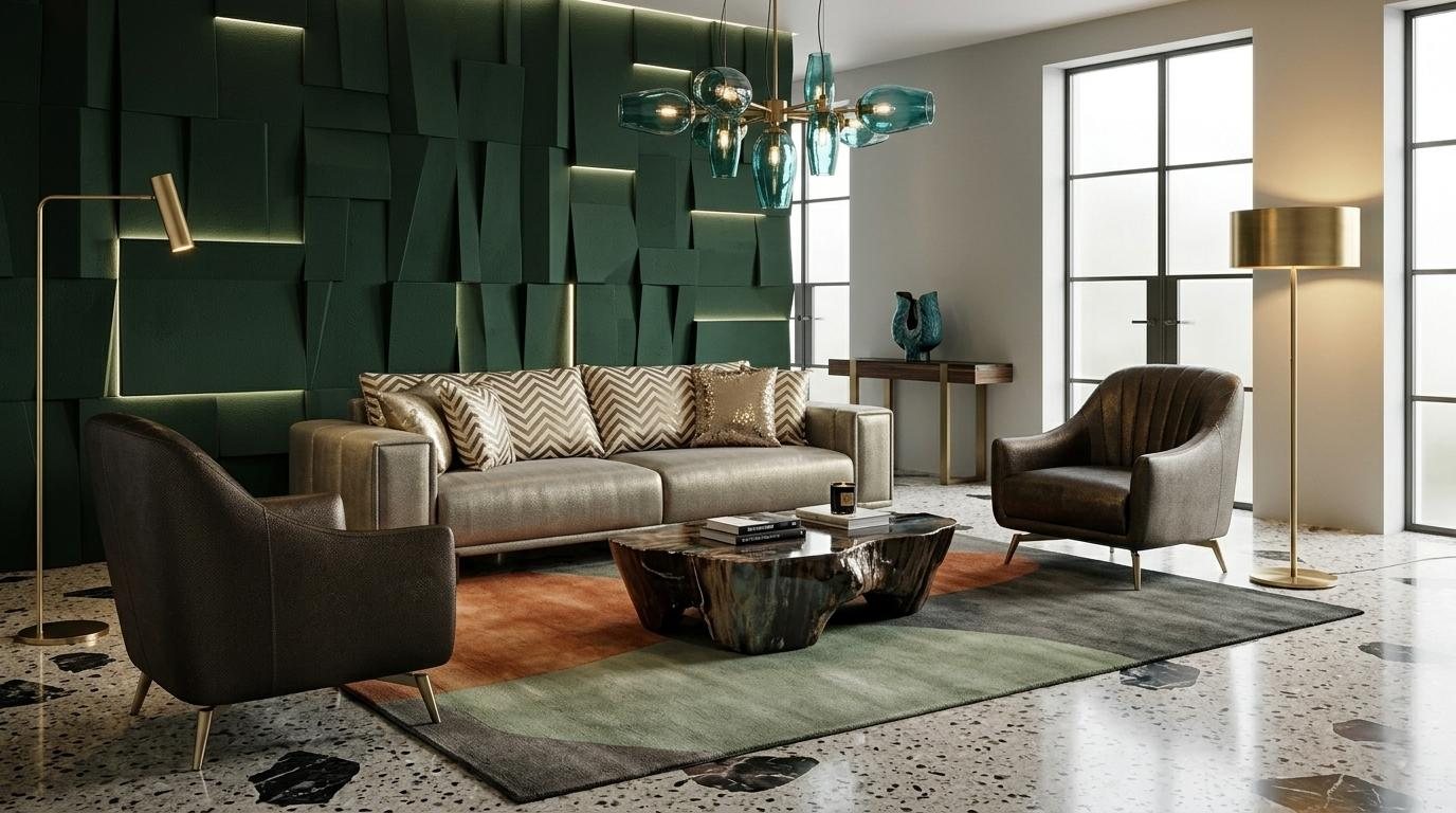 Wohnzimmer Sofa Garnitur 3er mit Zwei Sesseln