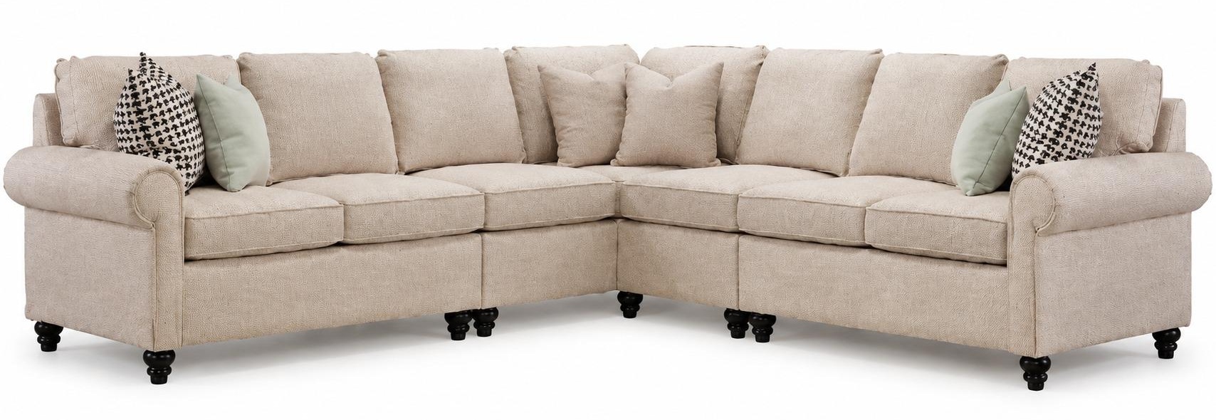Beiges luxuriöses Ecksofa L-Form Wohnzimmer Bequem Weich Modern Elegant