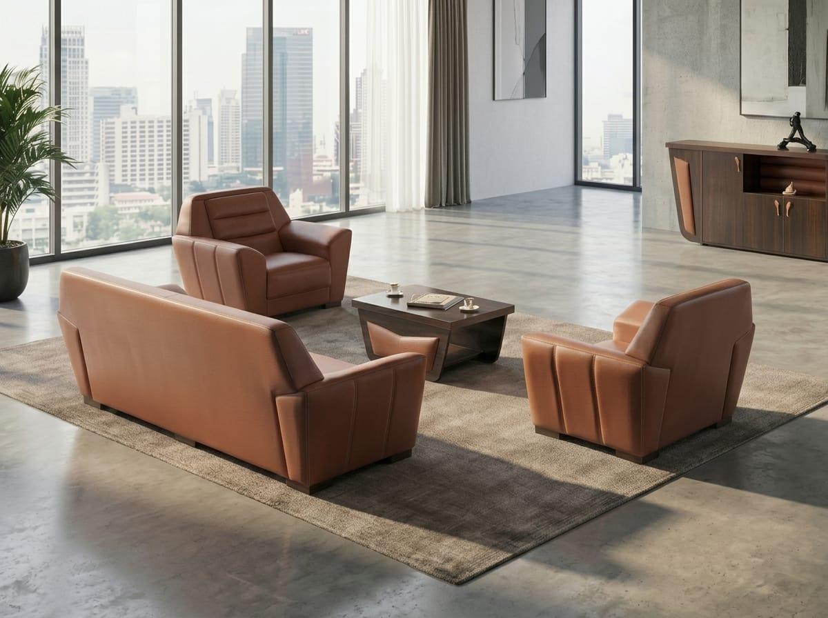 Couchgarnitur modern elegant funktional ergonomisch vielseitig braun