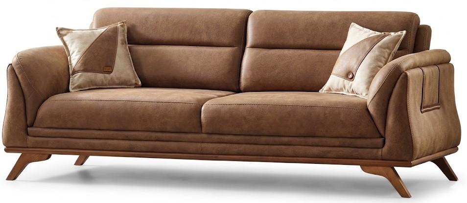 3-Sitzer Sofa Braun Minimalistisches Design moderner Stil Gemütlich