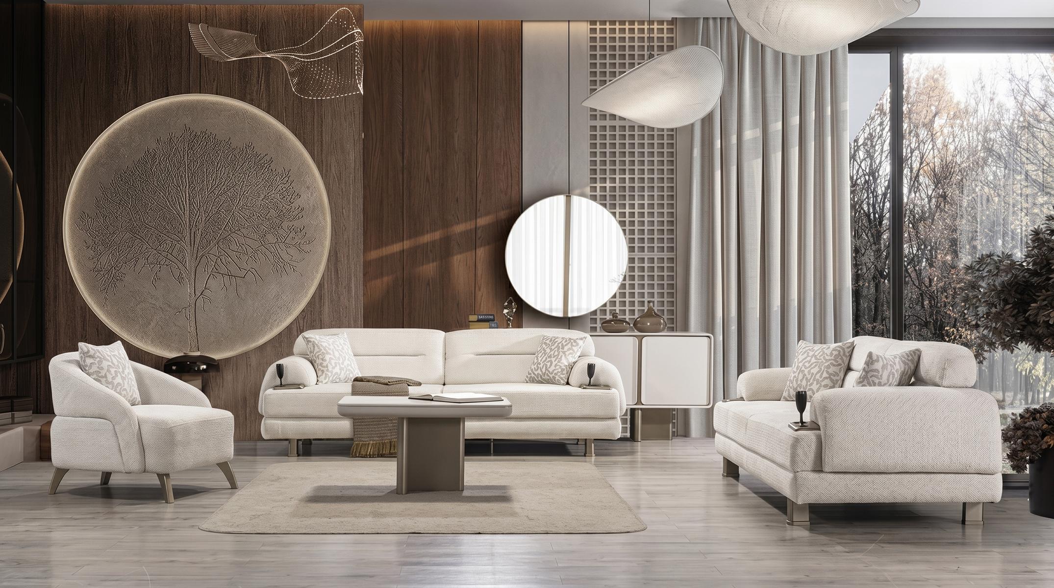 Couchgarnitur Moderner Stil Designermodell Beige Wohnzimmer