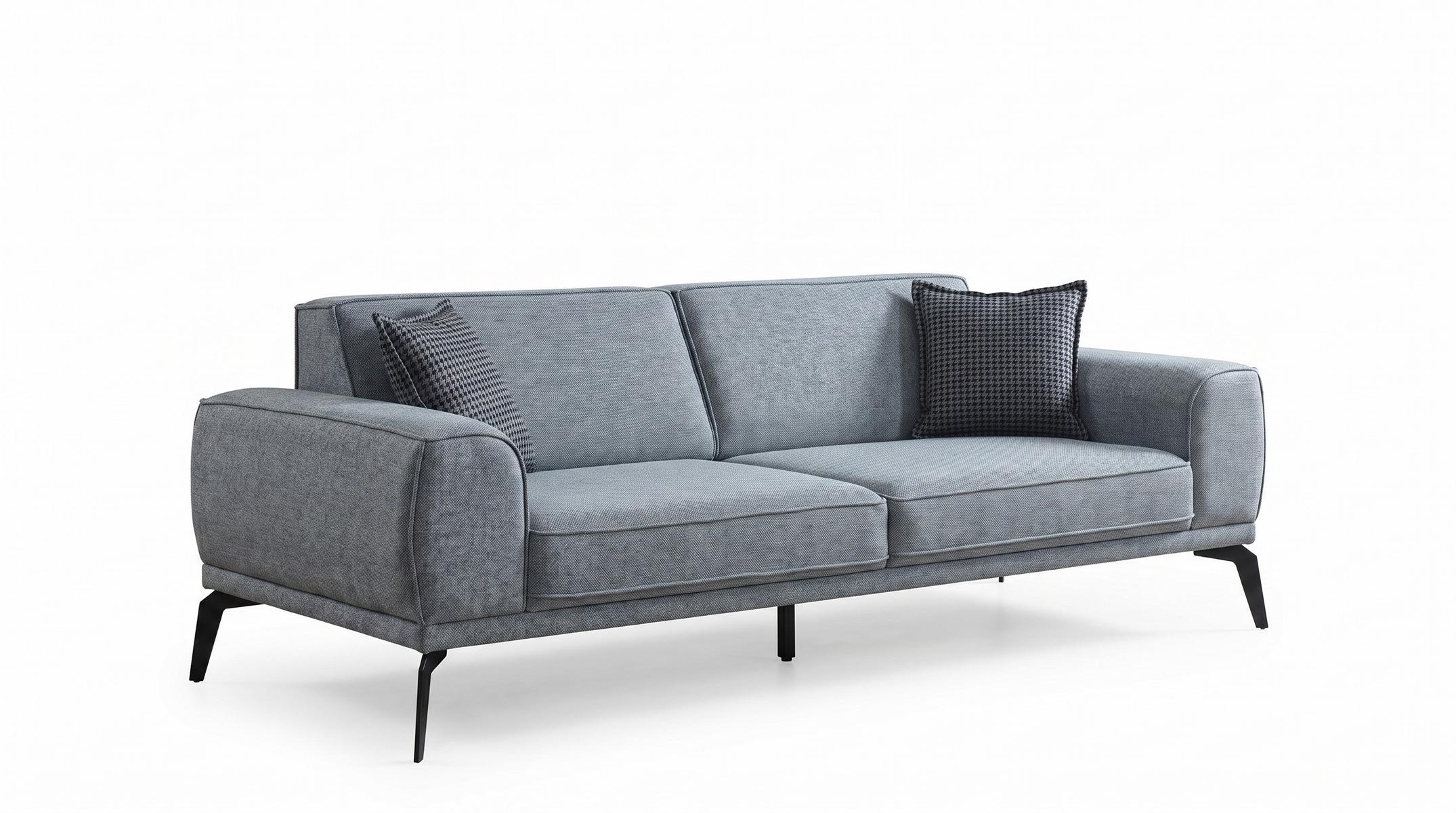 3-Sitzer Sofa Modern Schwarz Grau Anthrazit Stilvoll bequem