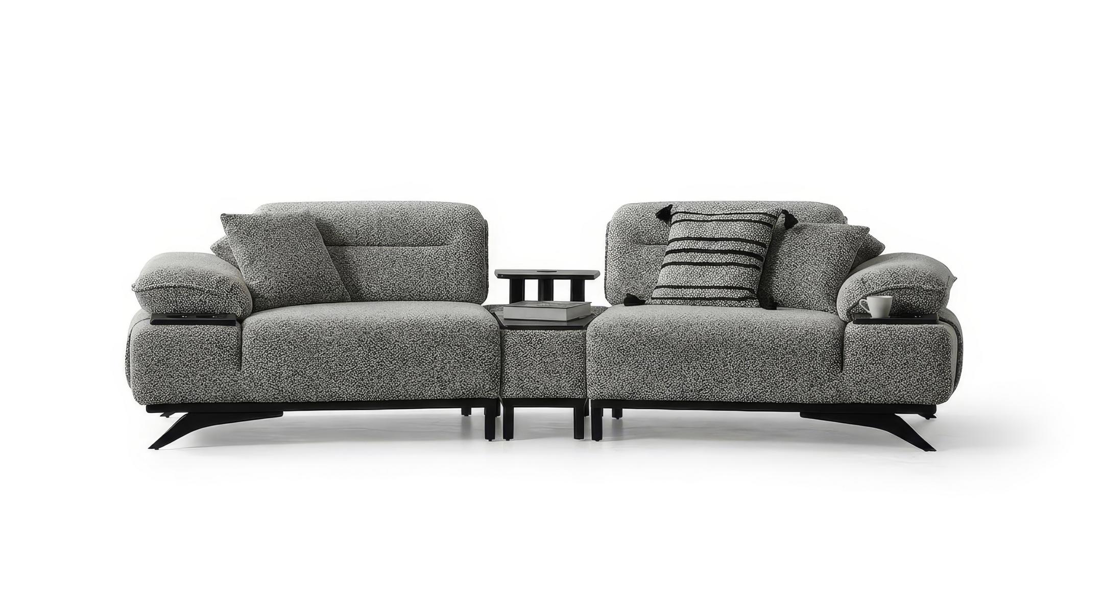 Sofa Modern Grau Edel Luxus Design Wohnzimmer Couch Polster Bigsofa