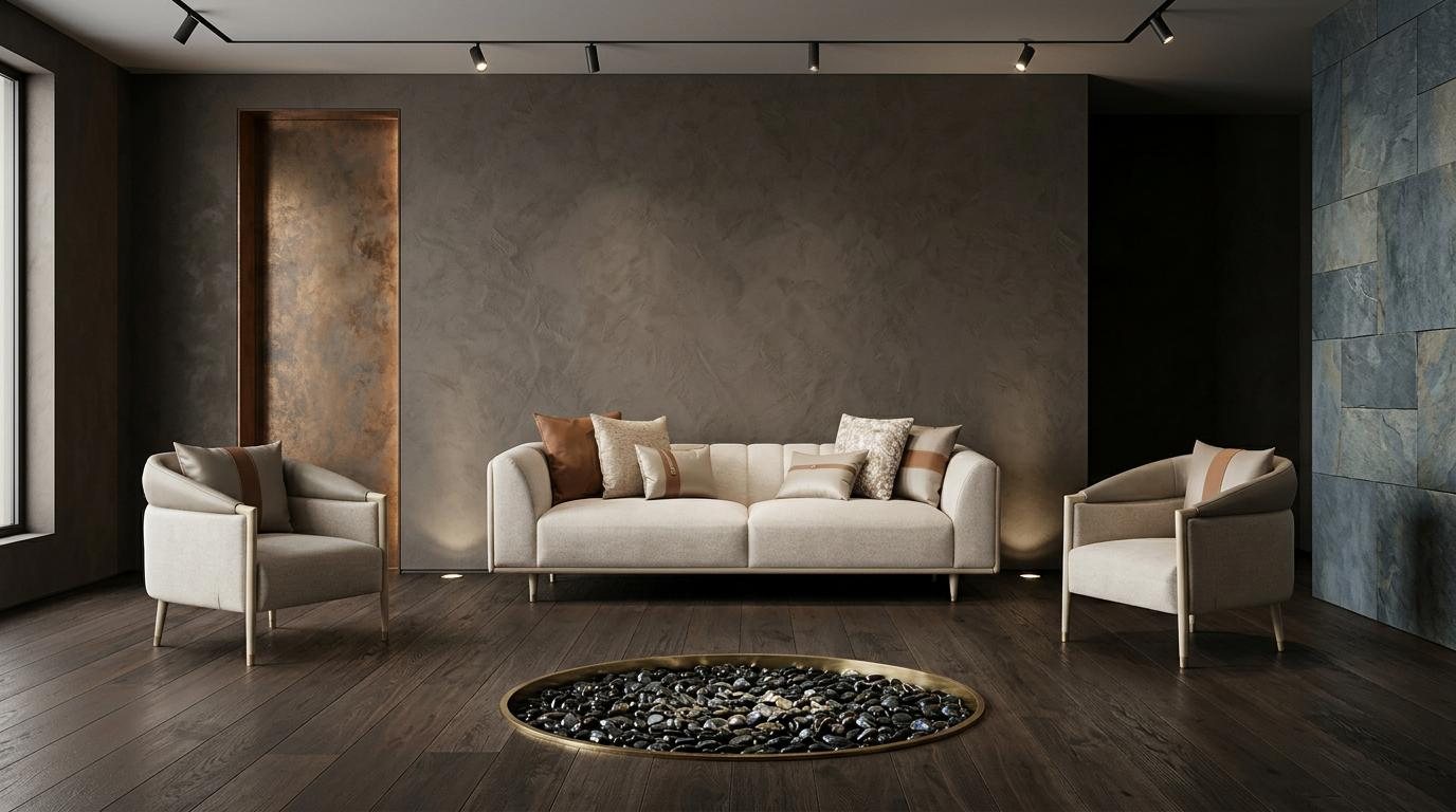 Stilvolles Wohnlandschaft Set mit 3+1+1 Sitzer und Sesseln
