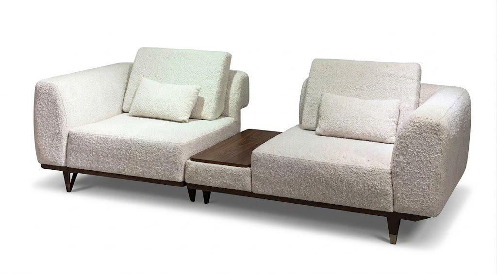 Sofa 3-Sitzer weiß Wohnzimmer elegant skandinavischer Minimalismus