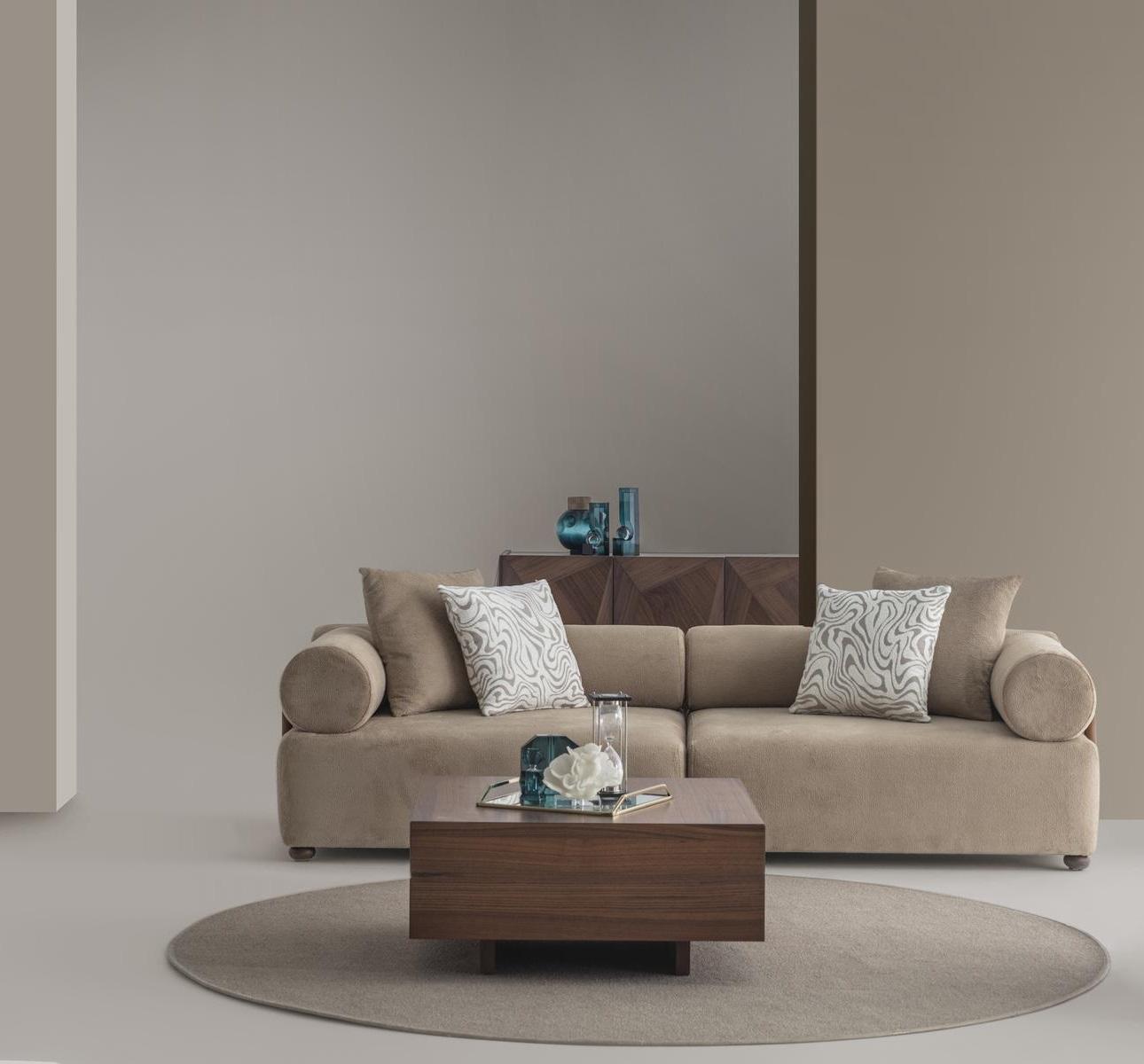 3 Sitzer Sofa Modern Beige Elegant Couch Polstersofa Dreisitzer
