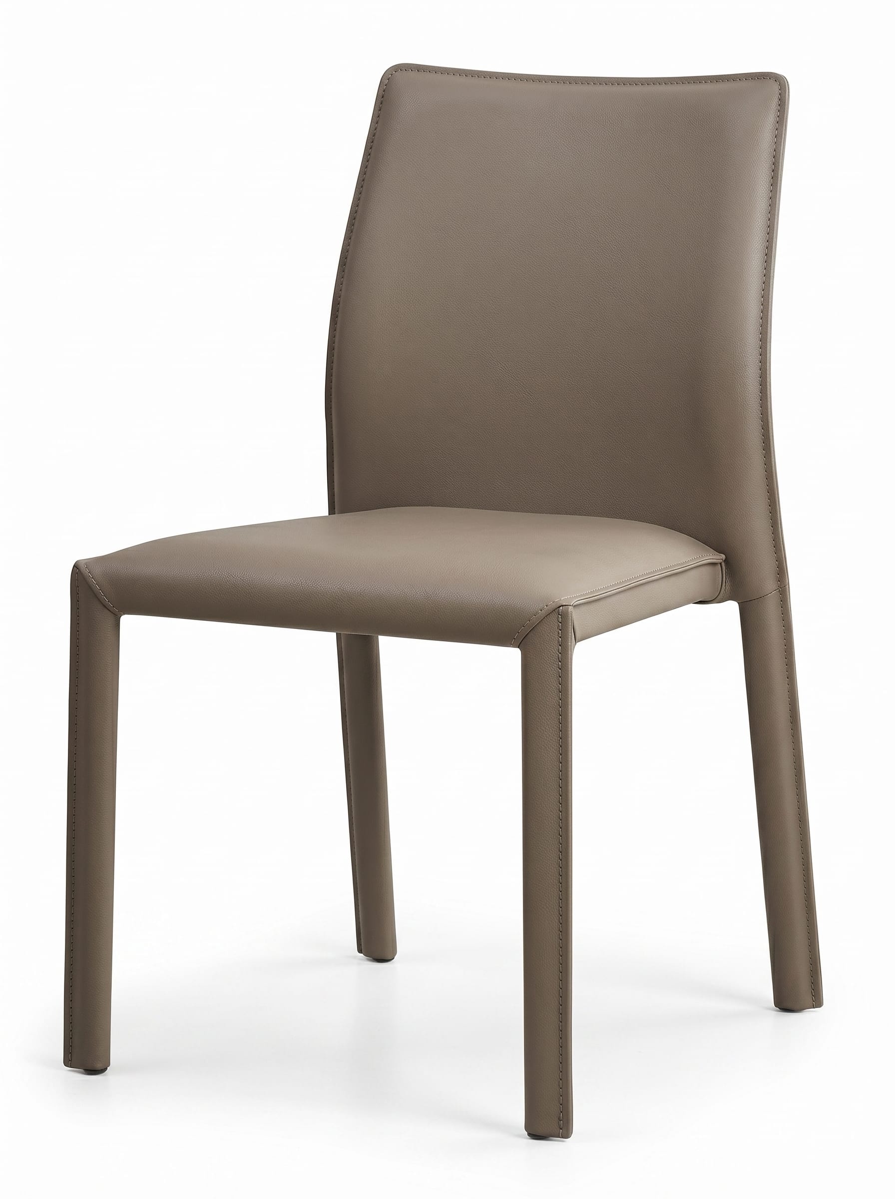 Moderner Esszimmerstuhl Vollummantelter Taupe Sattelleder Küchenstuhl