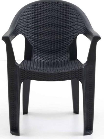 Kunststoff Stuhl Rattan Look Bequeme Rückenlehne Armlehnen Schwarz