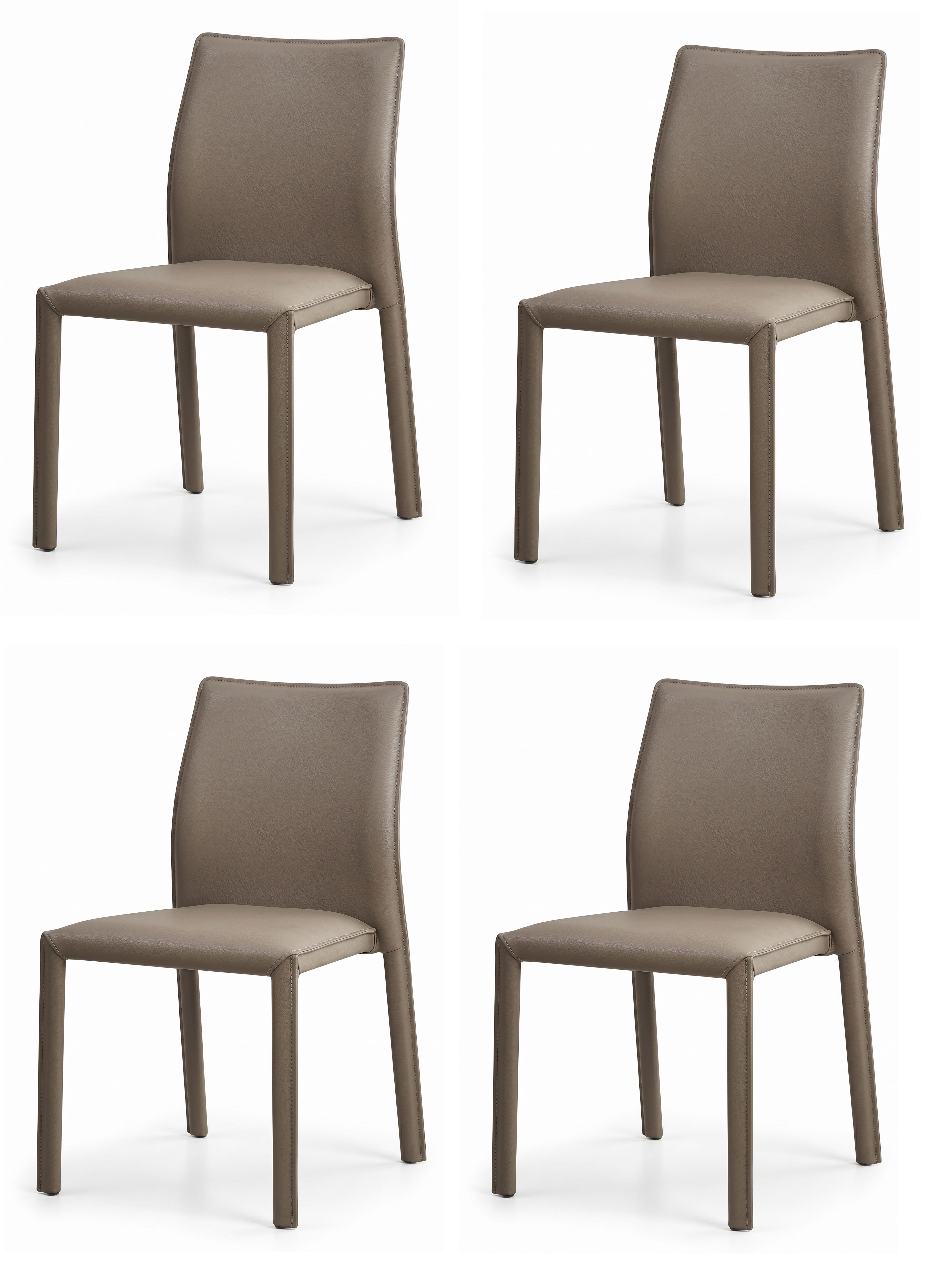 Raffinierter Esszimmerstühle 4x Set Beige Taupe Sattelleder Stilvoller