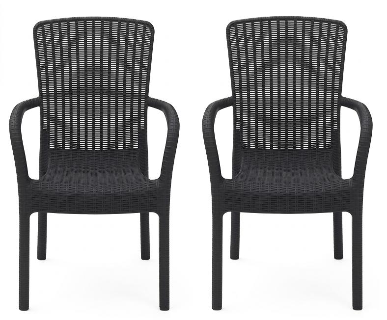 Stuhl Rattan Optik Hoher Rückenlehne Schwarz Braun Anthrazit