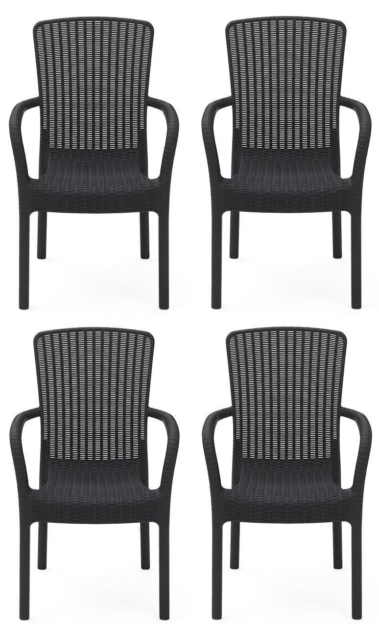 Stuhl Rattan Optik Hoher Rückenlehne Schwarz Braun Anthrazit