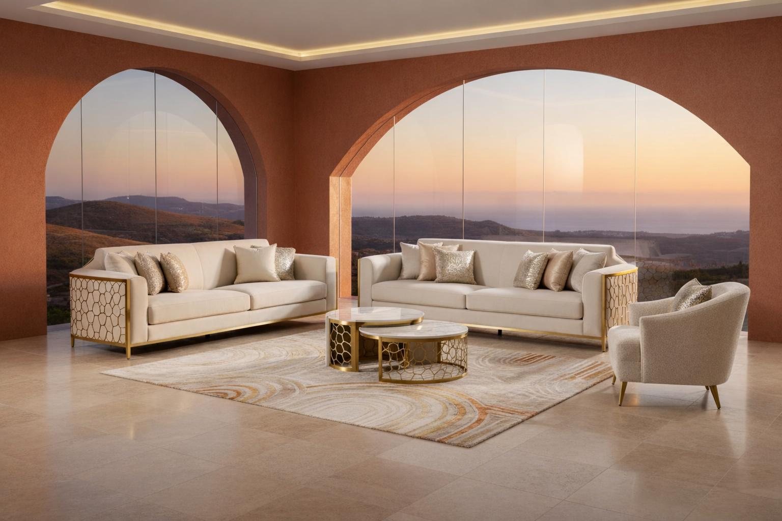 Moderne Weiss Sofa Garnitur mit Zwei Sofas Sessel Couchtisch