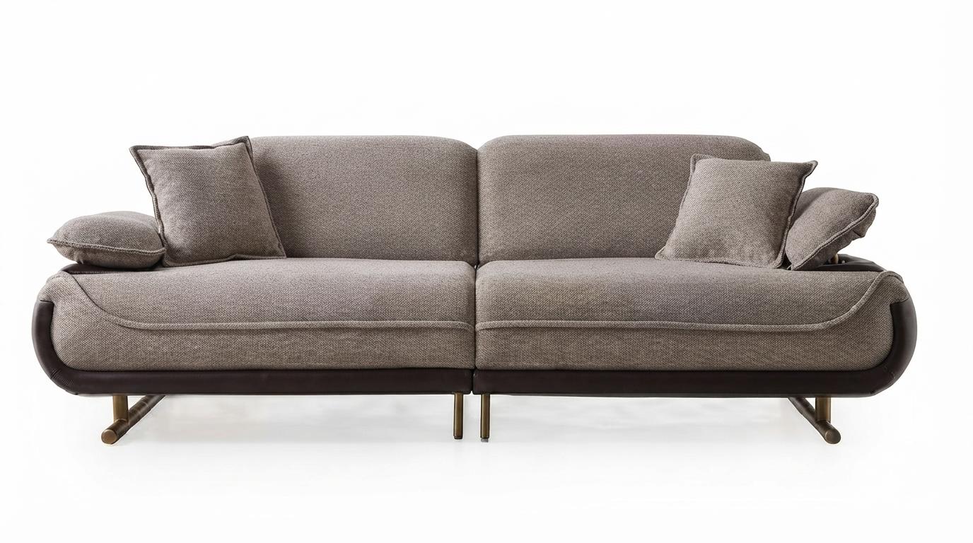 Grau 3-Sitzer Sofa Moderner Stil Luxuriöse Bequem Schick