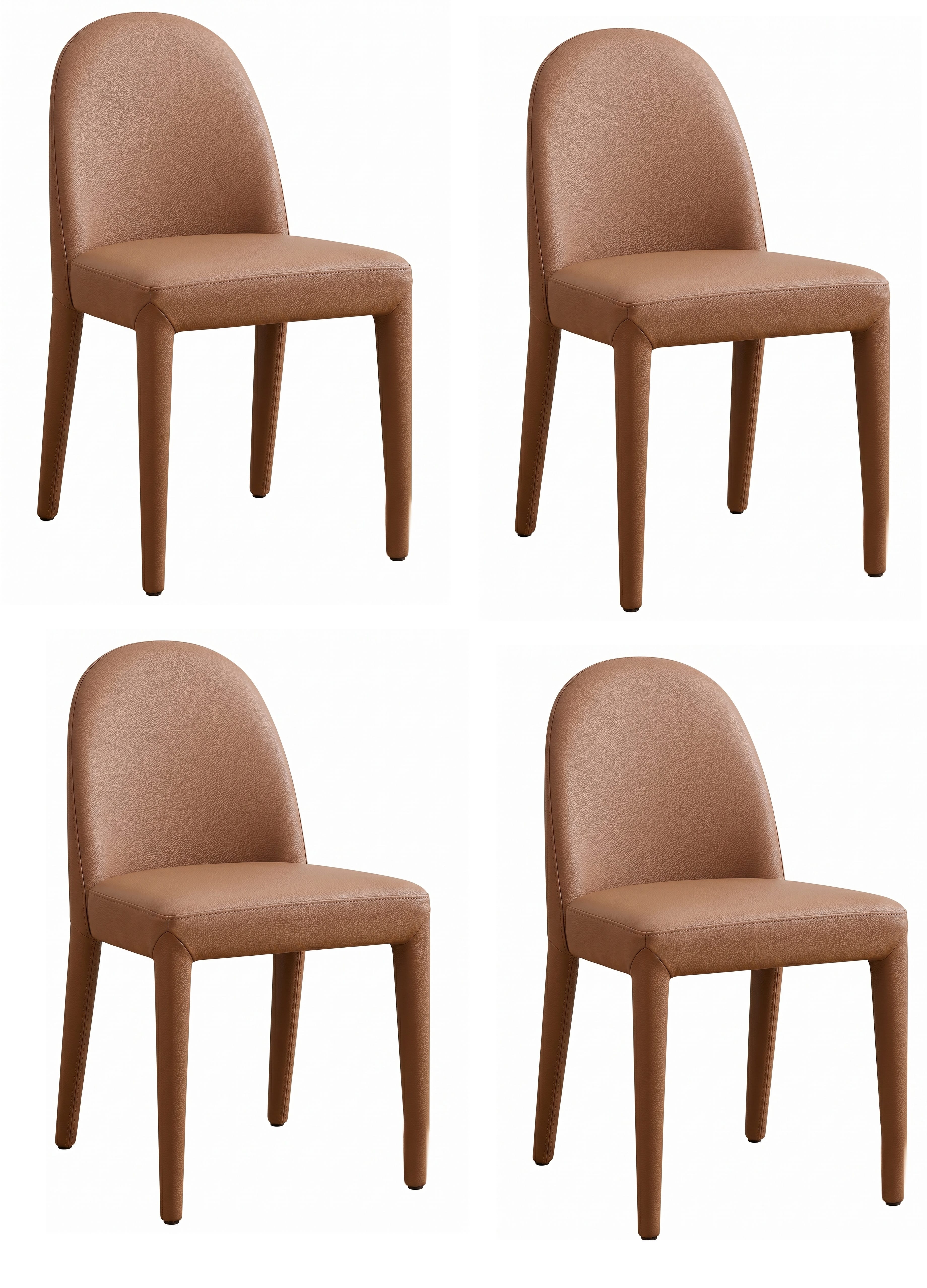Feiner Zarter Esszimmerstühle 4x Set Braun Kunstleder Ganzbezug Modern