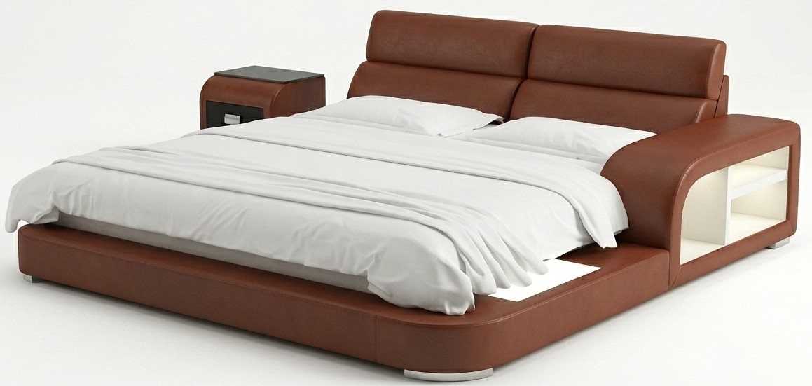 Designer Polsterbett mit LED Beleuchtung und Premium Schlafzimmer Set